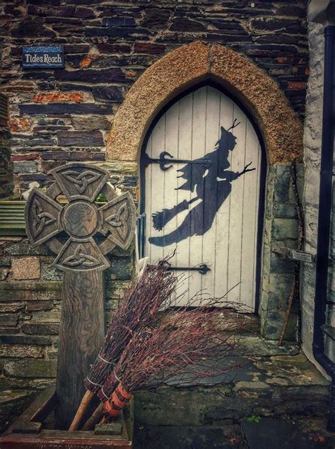 Door cover adorned with a witch image